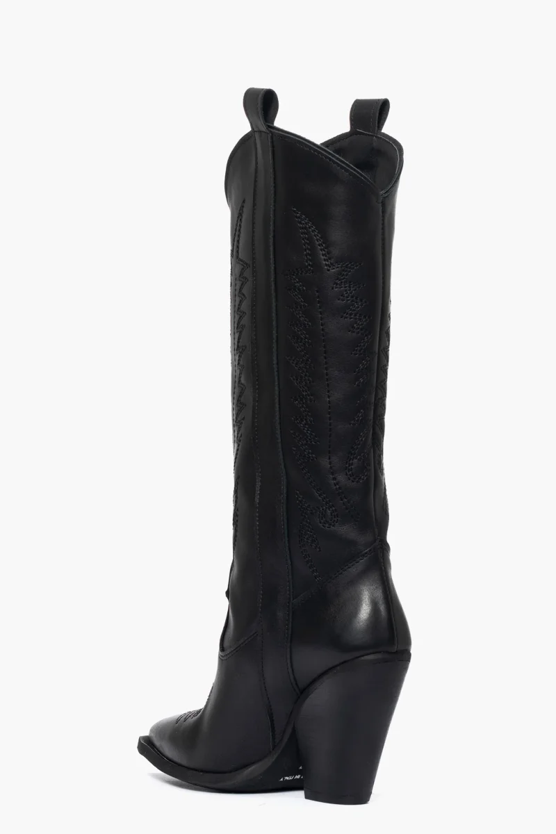 Stivali Cecilia 2 pelle nero con ricamo nero - immagine 5