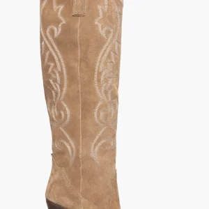 Stivali New Cecilia camoscio taupe con ricamo