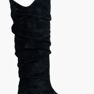 Stivali camoscio nero con arriccio Evelyn 100