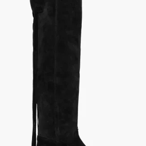 Stivali 273 camoscio nero con lacci pendenti