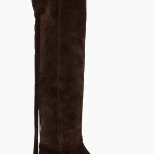 Stivali 273 camoscio testa di moro con lacci pendenti