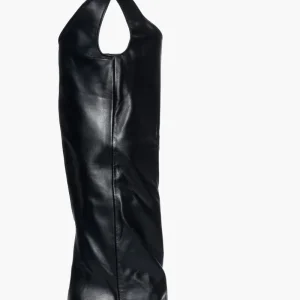 Stivali pelle nero con lacci schiava sopra al ginocchio