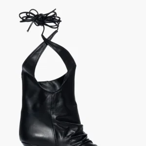 Stivaletti pelle nero con lacci schiava Angel 19