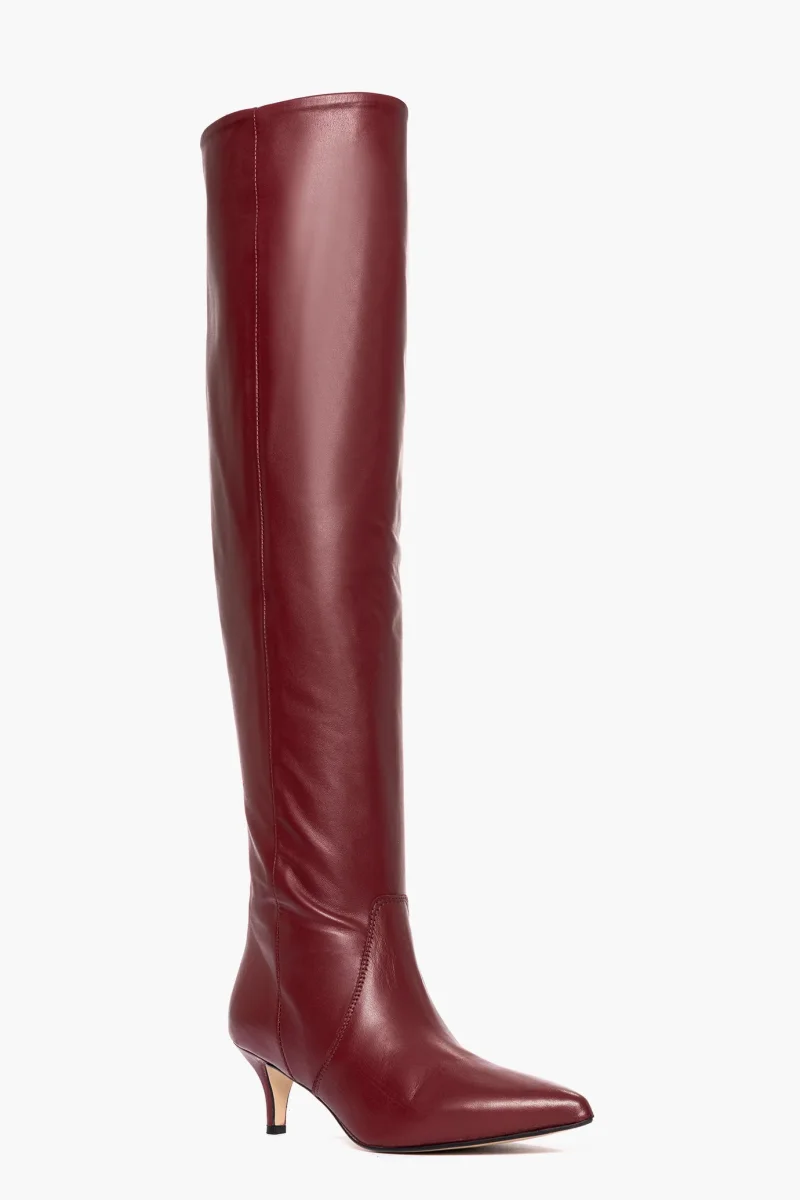 Stivali sopra al ginocchio pelle bordeaux Agua 100 - immagine 3
