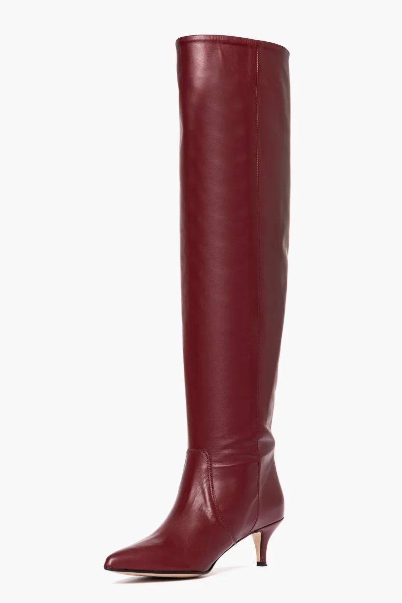 Stivali sopra al ginocchio pelle bordeaux Agua 100 - immagine 4