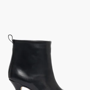 Tronchetti pelle nero punta quadrata Sabrina