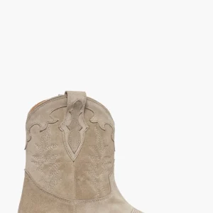 Stivaletti camoscio taupè con ricami 298