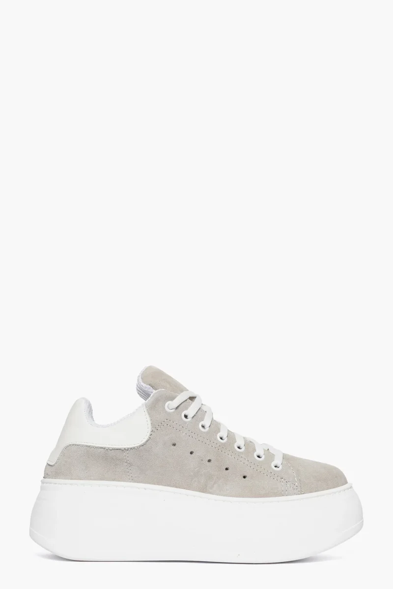 Sneakers camoscio grigio chiaro e pelle bianco Lexa Two