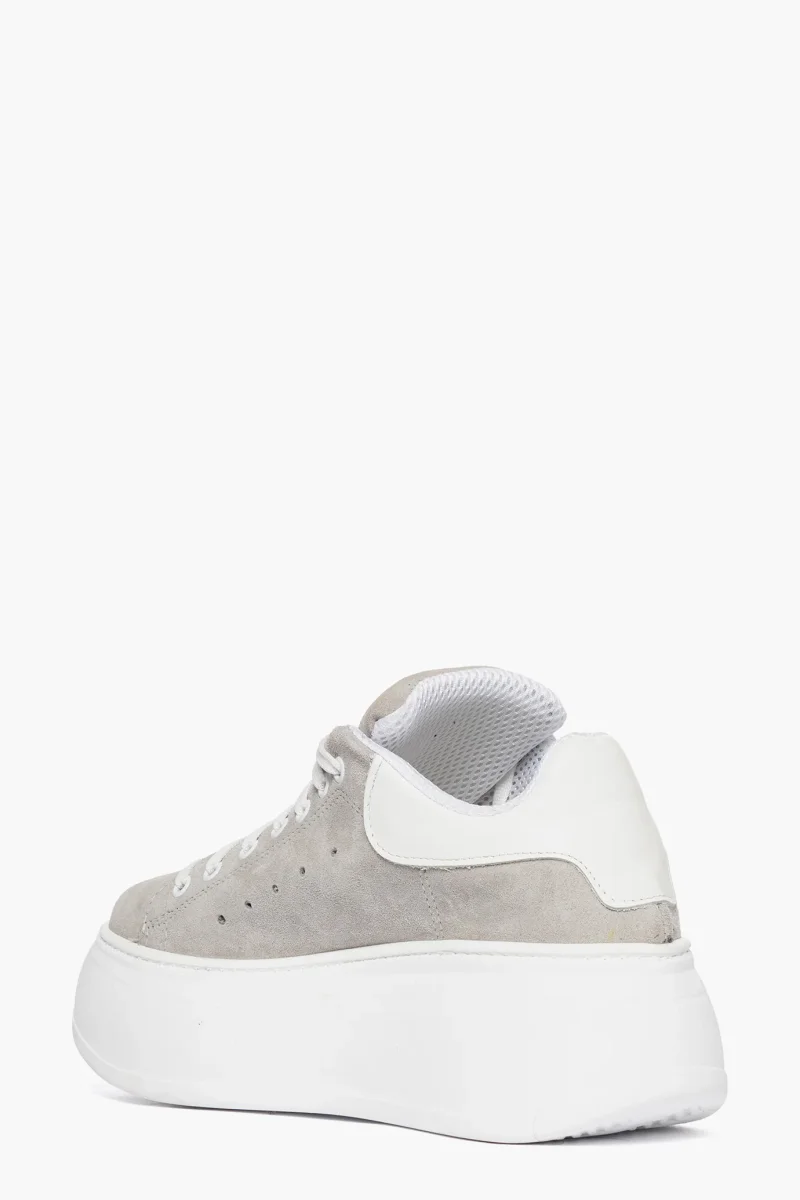 Sneakers camoscio grigio chiaro e pelle bianco Lexa Two - immagine 5