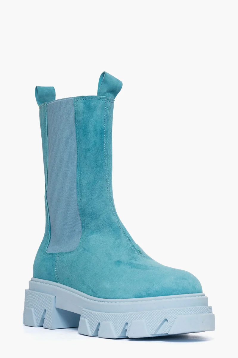 Stivaletti Wake 12 camoscio celeste con elastici - immagine 3