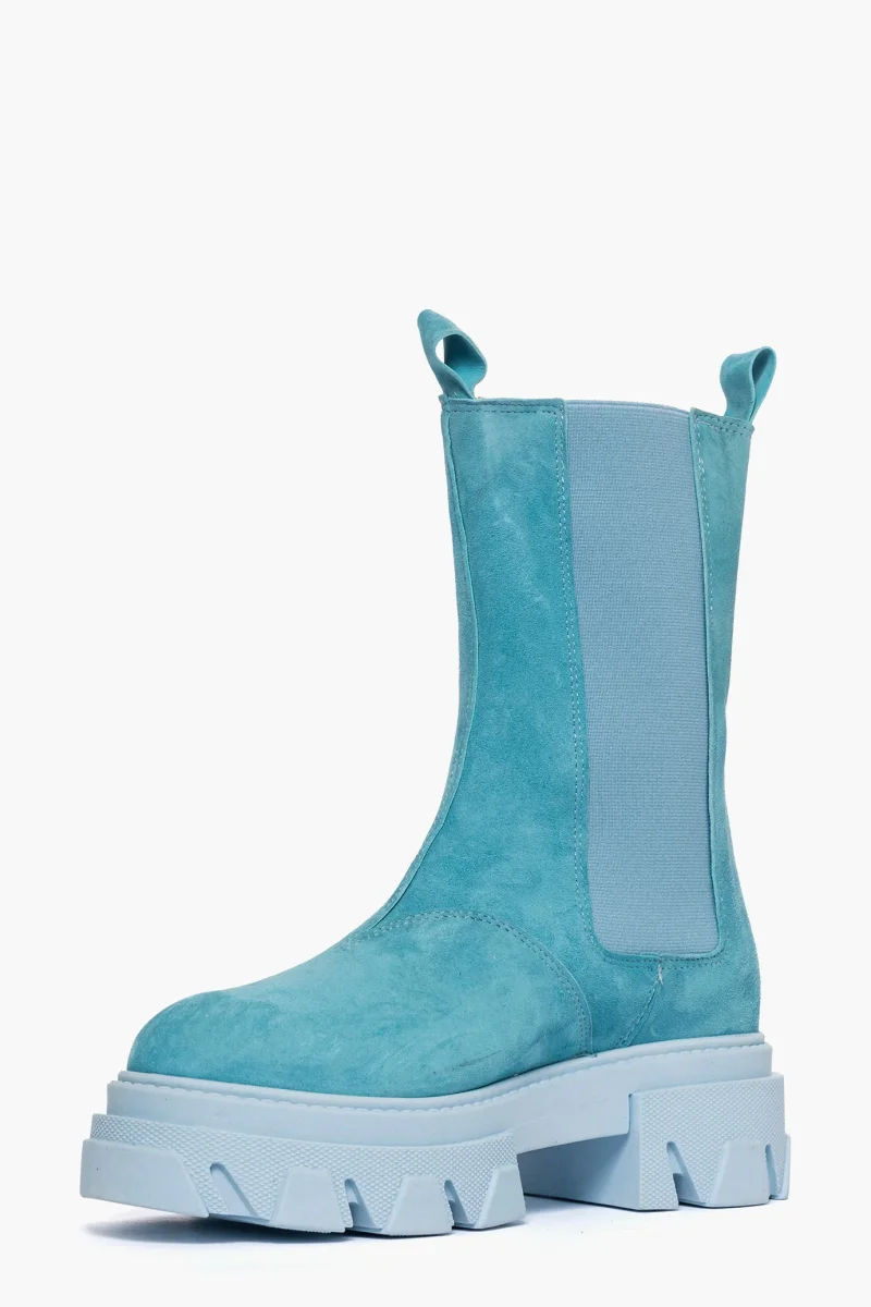 Stivaletti Wake 12 camoscio celeste con elastici - immagine 4