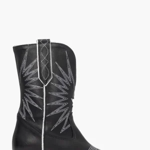 Stivaletti Oldwest 92 pelle nero e ricamo bianco