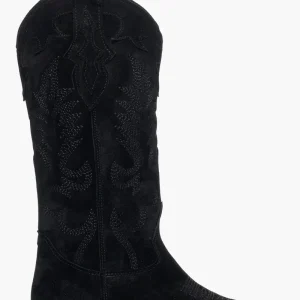 Stivali camoscio nero con ricami 296