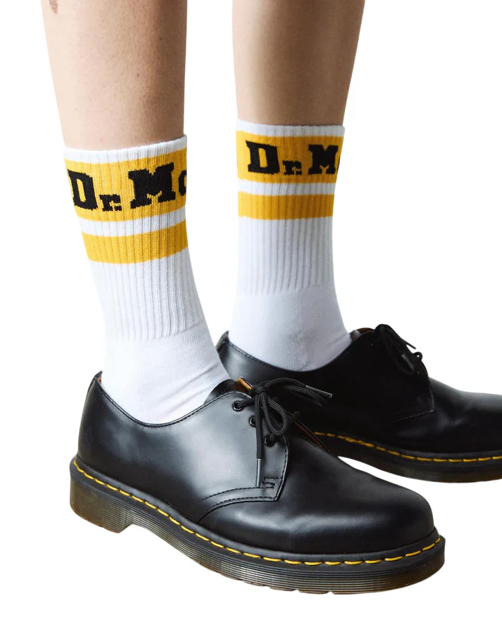 Dr. Martens Calze Athletic con Banda e Logo in Misto Cotone Bianco Giallo Unisex - immagine 4