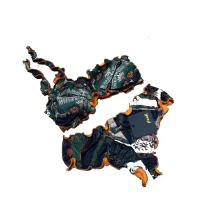 BIKINI DONNA FASCIA E SLIP CON LACETTI VERDE - F22-1507U