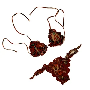 BIKINI DONNA TRIANGOLO E SLIP CON LACCETTI MARRONE -F22-1512U