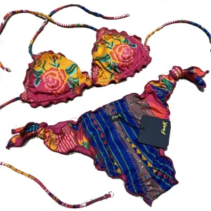 BIKINI DONNA TRIANGOLO E SLIP CON LACCETTI ROSSO -F22-1518U