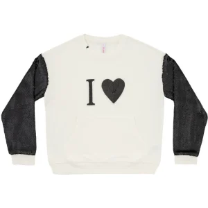 FELPA DONNA GIROCOLLO   BIANCO PANNA - ROUND PAILETTES SLV  F29213