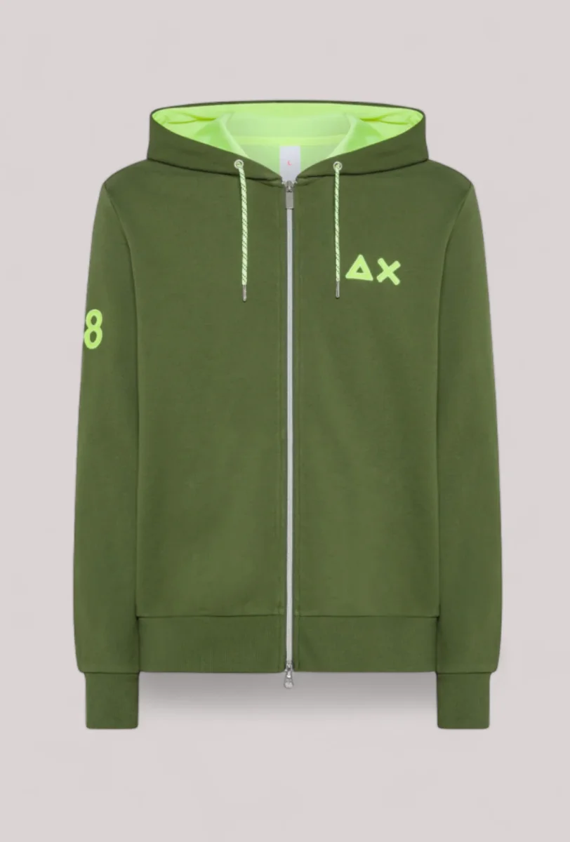 FELPA UOMO CON CAPPUCCIO VERDE SCURO