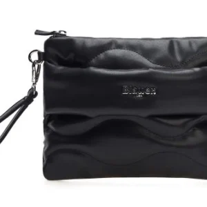 Blauer Borsa Pochette ecopelle wave Borsellina Polso Strip Clutch nero