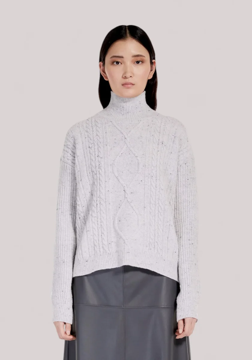 MAGLIA DONNA IN ALNA STRETCH GRIGIO BIANCO - immagine 3