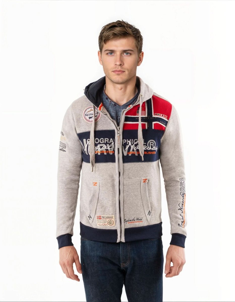 Geographical Norway Felpa con Cappuccio Flyer Sport City Urban Grigio Chiaro Uomo - immagine 5