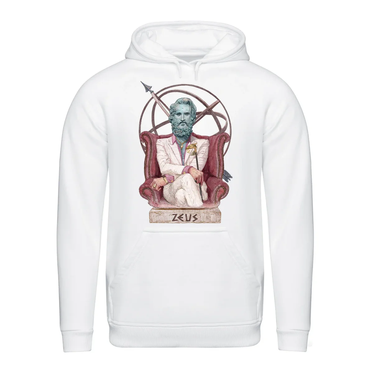 Felpa bianca con stampa ZEUS