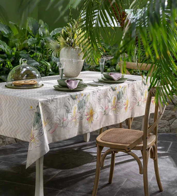 THUN ELEGANZA ESOTICA TOVAGLIA ANTIMACCHIA EFFETTO LINO 150 X 260 CM B101507 - immagine 7