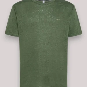 T-SHIRT UOMO VERDE SCURO LINO
