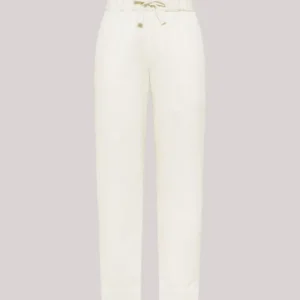 PANTALONI IN LANA E CASHMERE DONNA BIANCO PANNA