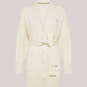 CARDIGAN DONNA IN LANA E CASHMERE BIANCO PANNA