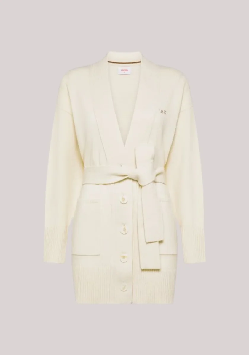 CARDIGAN DONNA IN LANA E CASHMERE BIANCO PANNA