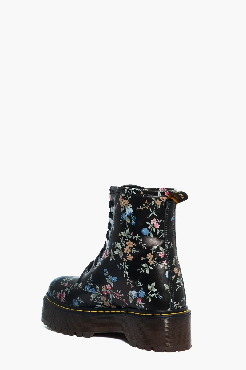 Stivaletti Oxford Flowers pelle nera con stampa fiori - immagine 5