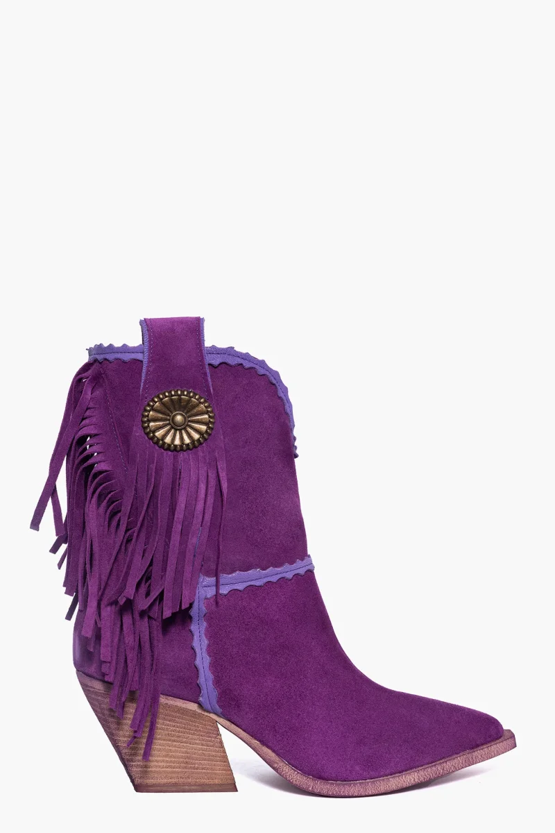 Stivaletti Irene Florida 2 camoscio viola con frange