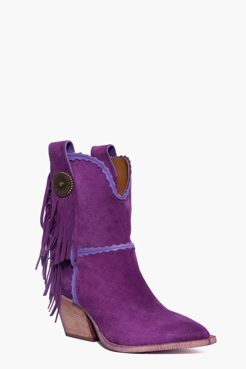 Stivaletti Irene Florida 2 camoscio viola con frange - immagine 3