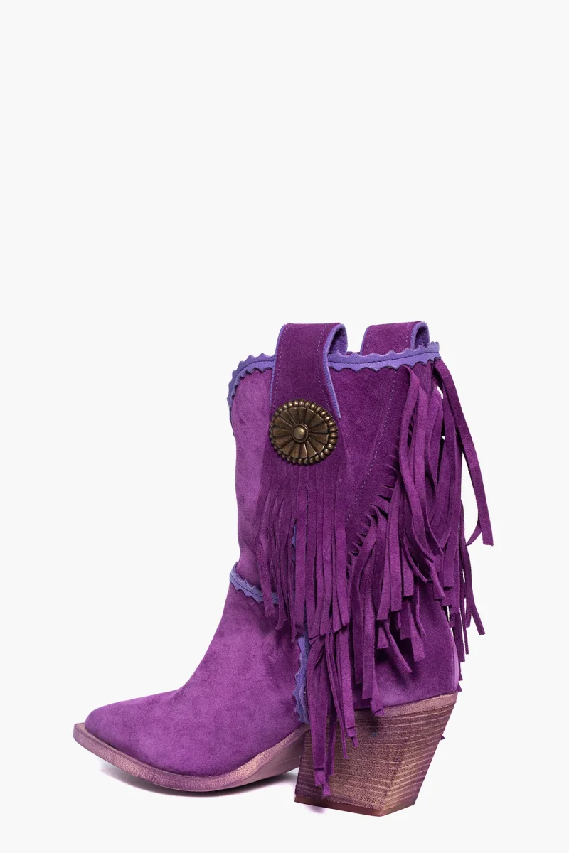 Stivaletti Irene Florida 2 camoscio viola con frange - immagine 5