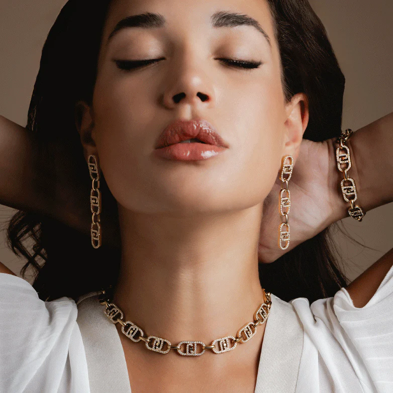 Liu Jo bracciale ORO acciaio inossidabile logo e strass 21 cm LJ2625 monogram - immagine 3