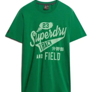Superdry T-shirt Collage Graphic Vintage Cotone Verde