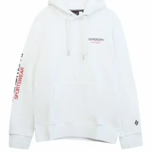 Superdry Felpa Cappuccio e Loghi Cotone Bianco