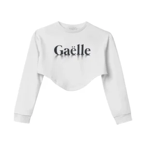 Gaelle Felpa Top in Cotone con Logo Bianco Made in Italy