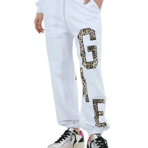 Gaelle Jogger In Felpa Logo Big Bianco Donna
