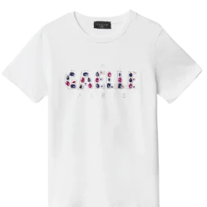 Gaelle T-Shirt Con Dettaglio Gioiello Lato Cuore Bianco Donna