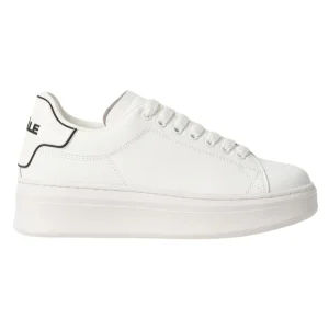 Gaelle Sneakers Addict Tomaia in Pelle Bianco Tacco Bianco 01300