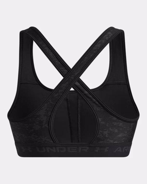 Under Armour Reggiseno Sportivo Mid Crossback Print Donna Elasticizzato Allenamento UA Tech Stampa Nero - immagine 4