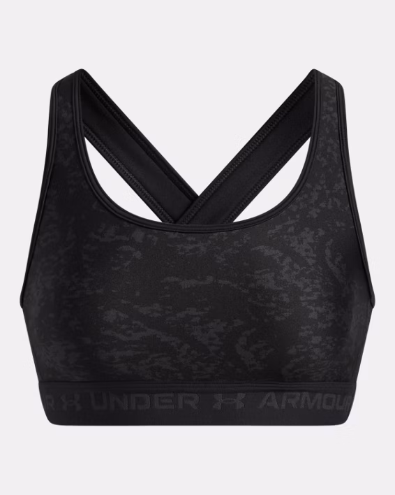 Under Armour Reggiseno Sportivo Mid Crossback Print Donna Elasticizzato Allenamento UA Tech Stampa Nero