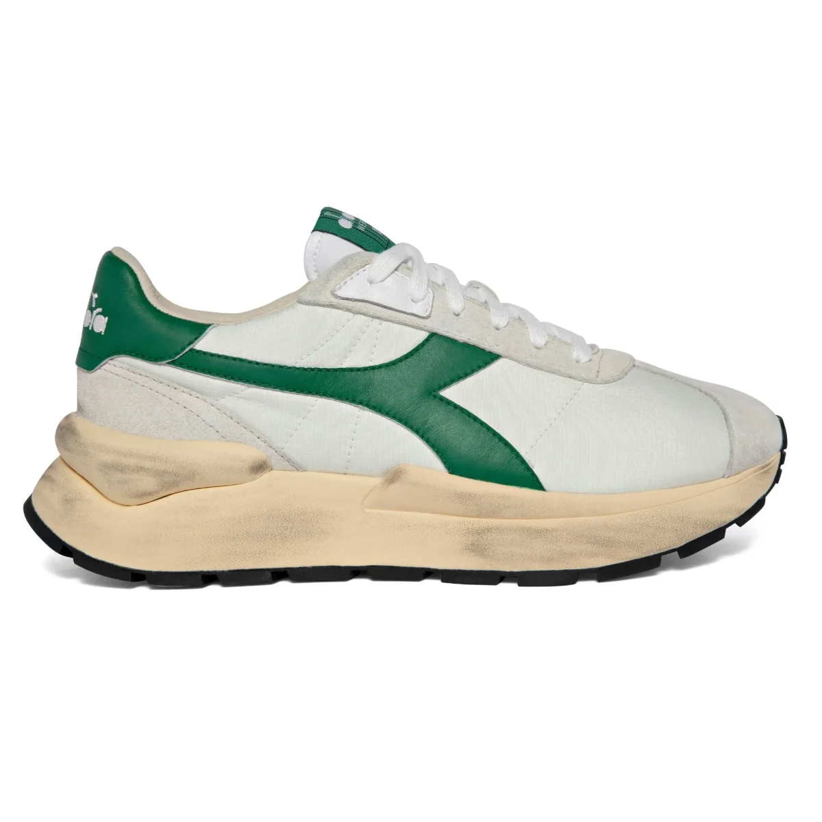 Diadora Heritage Sneaker Uomo Mercury Elite Sprint SW Tomaia in Pelle Bianco Verde