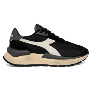 Diadora Heritage Sneaker Uomo Mercury Elite Sprint SW Tomaia in Pelle Nero Bianco Candido