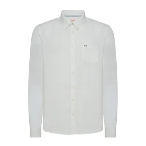 CAMICIA UOMO BUTTON DOWN MISTO LINO BIANCO - S33103 01