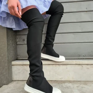 SNEAKERS STIVALI SOPRA AL GINOCCHIO LICRA NERO TORE 100