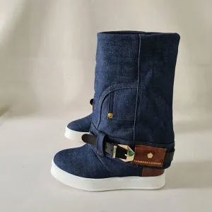 Stivaletti Full Upp Side jeans blu con risvolto